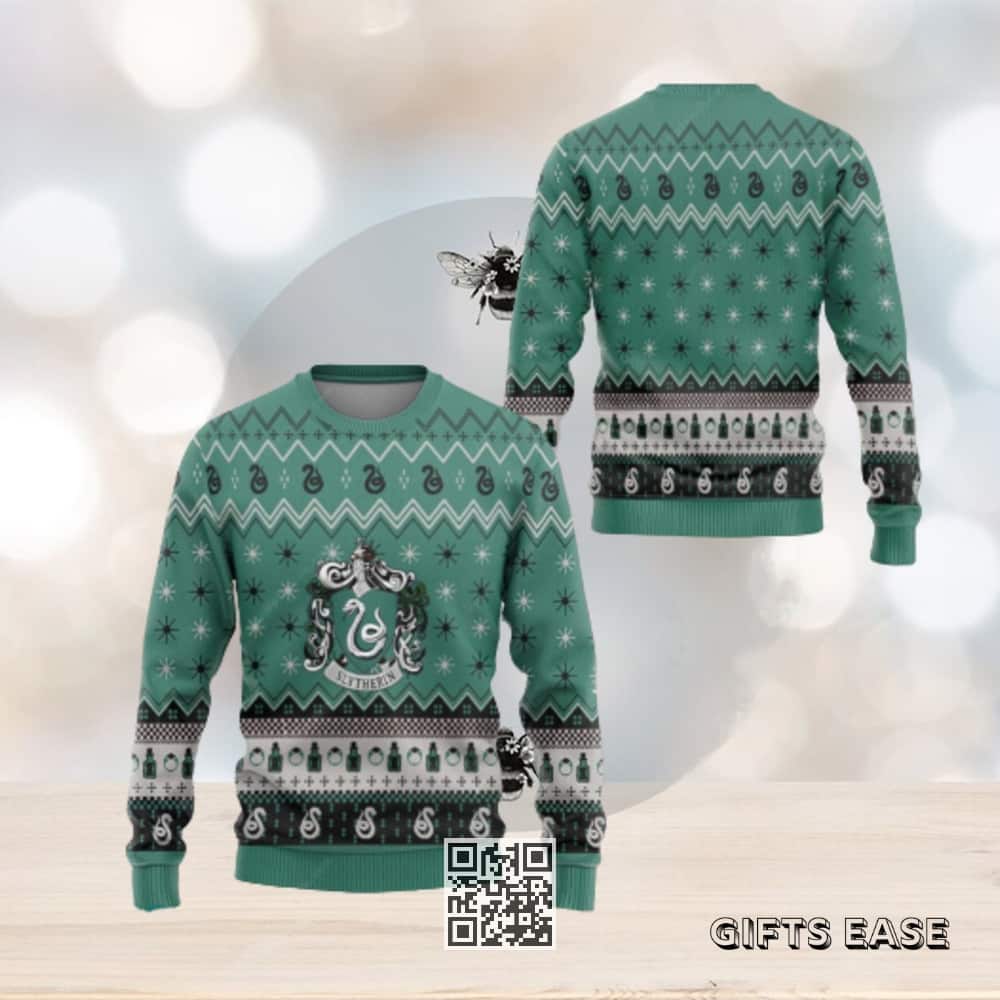 Green Harry Potter Slytherin Ugly Christmas Sweater Green Harry Potter Slytherin Ugly Christmas Sweater