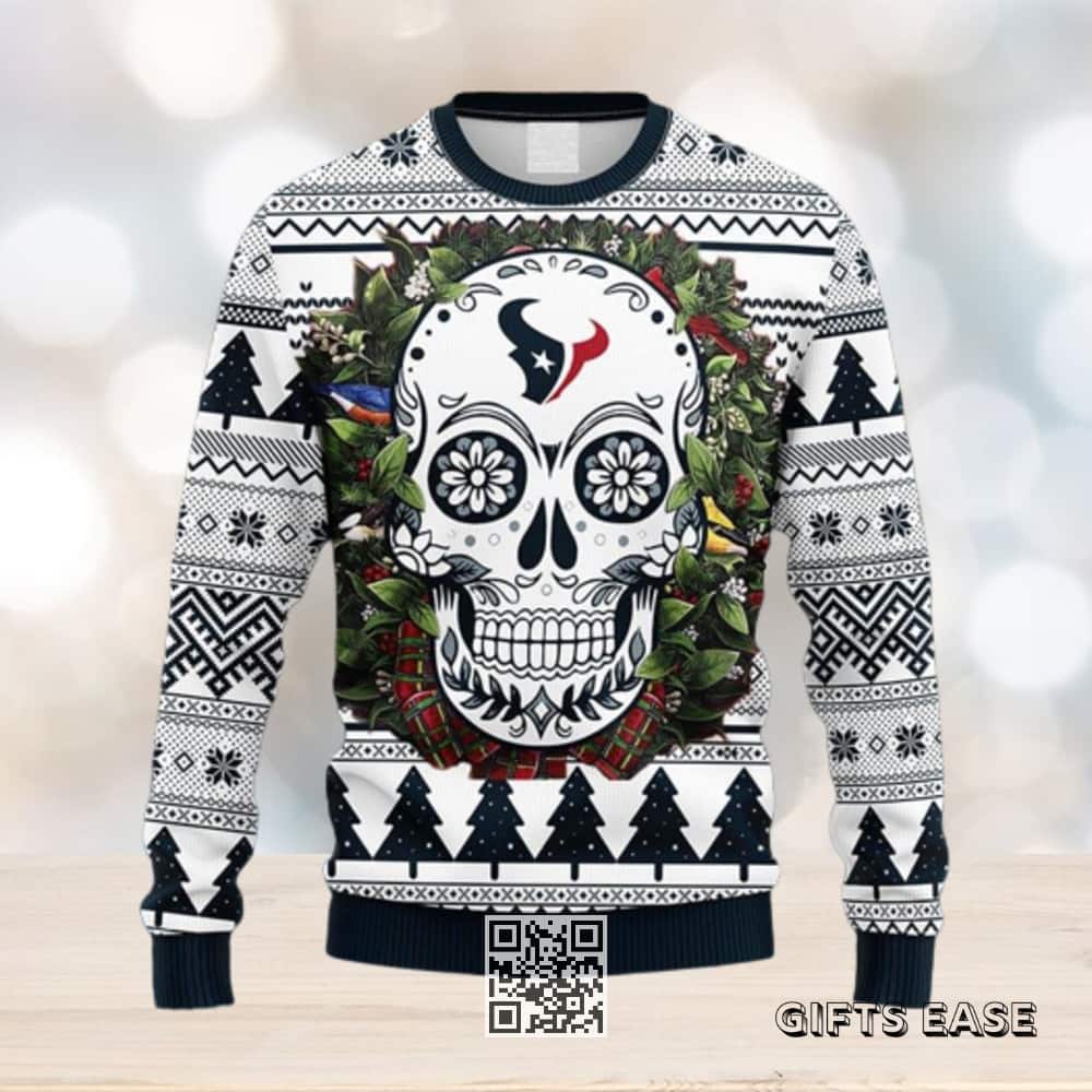 NFL Houston Texans Ugly Christmas Sweater Skull Flower Pine Tree NFL Houston Texans Ugly Christmas Sweater Skull Flower Pine Tree