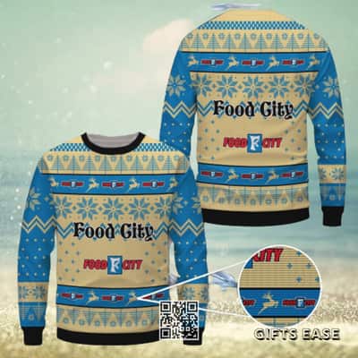 Food City Ugly Christmas Sweater Snowflake Pine Tree