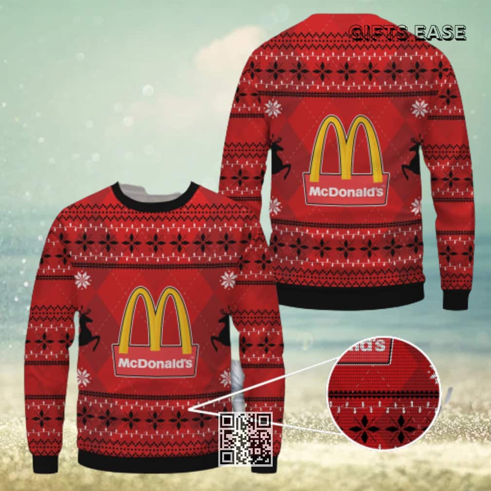 Black Red Mcdonald’s Ugly Christmas Sweater Black Red Mcdonald’s Ugly Christmas Sweater