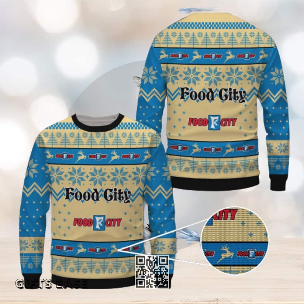 Food City Ugly Christmas Sweater Snowflake Pine Tree Food City Ugly Christmas Sweater Snowflake Pine Tree