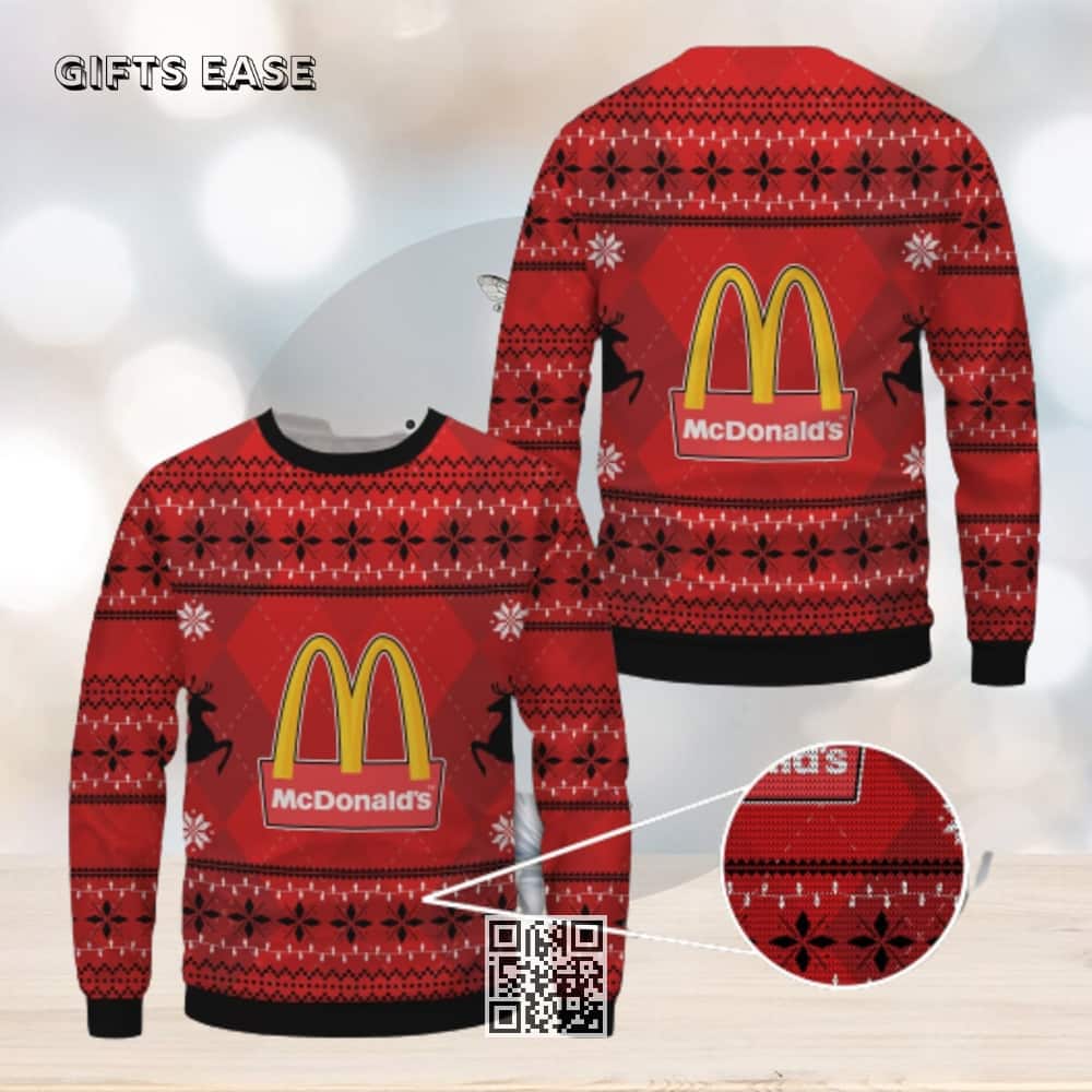 Black Red Mcdonald’s Ugly Christmas Sweater Black Red Mcdonald’s Ugly Christmas Sweater