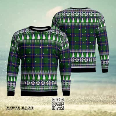 Carmichael Modern Tartan Ugly Christmas Sweater Snowflake Pine Tree