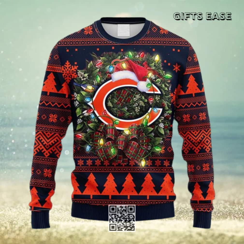 NFL Chicago Bears Ugly Christmas Sweater Snowflake Pine Tree