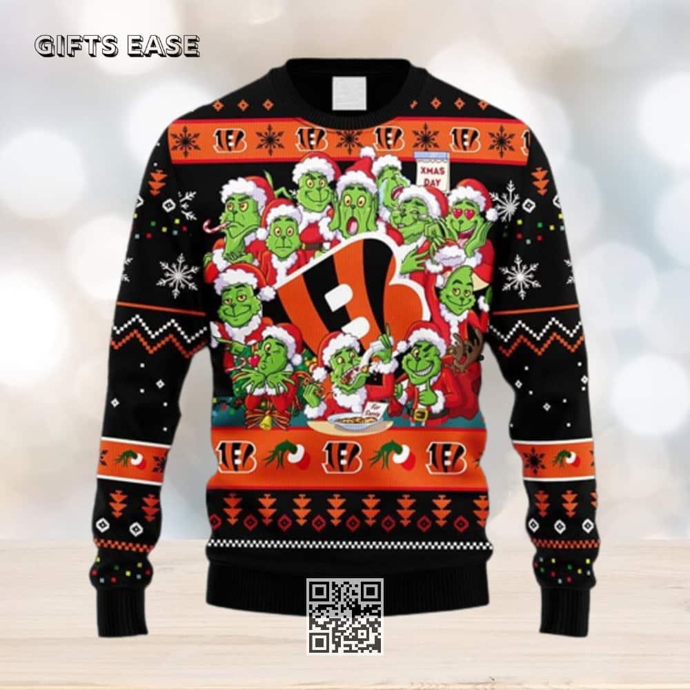 Black NFL Cincinnati Bengals Ugly Christmas Sweater Funny Grinch Black NFL Cincinnati Bengals Ugly Christmas Sweater Funny Grinch