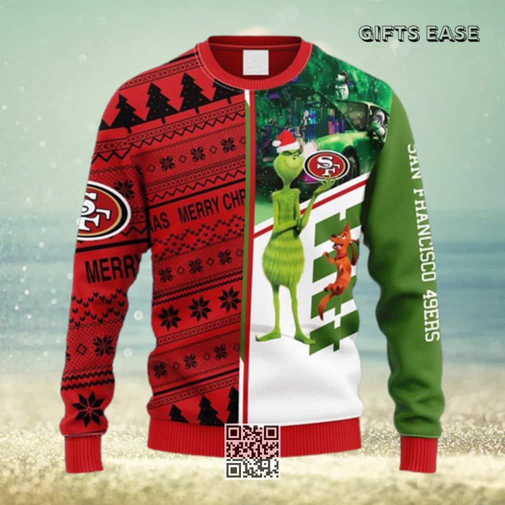 NFL San Francisco 49ers Ugly Christmas Sweater Grinch & Scooby Doo