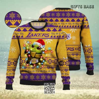 Baby Yoda Star Wars Los Angeles Lakers Ugly Christmas Sweater Baby Yoda Star Wars Los Angeles Lakers Ugly Christmas Sweater