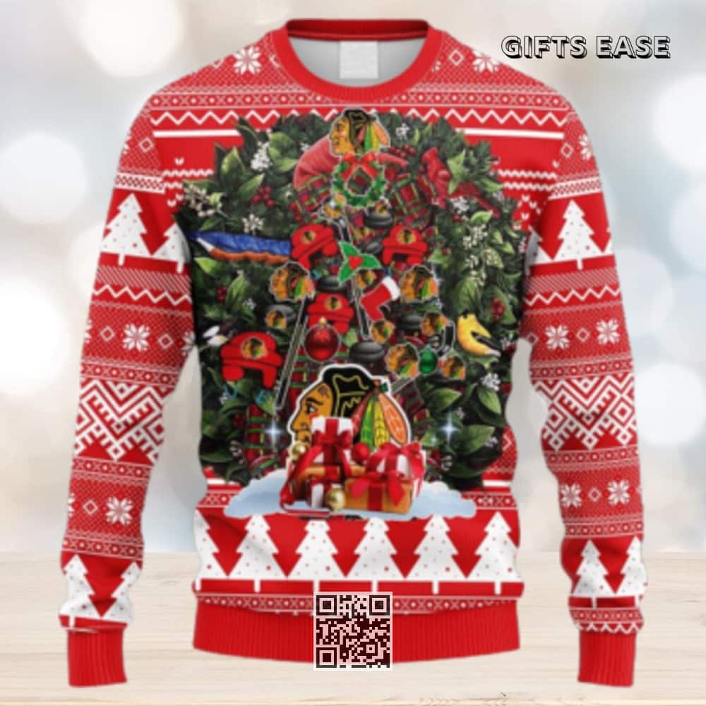 NHL Chicago Blackhawks Ugly Christmas Sweater Tree Ball