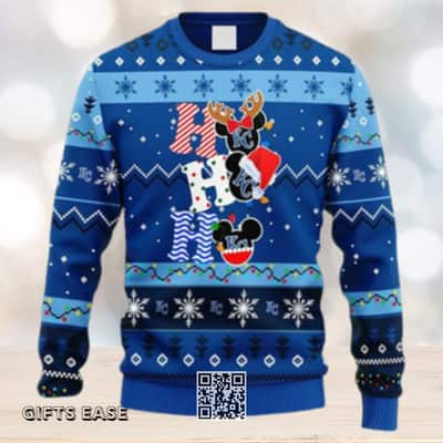 Blue MLB Kansas City Royals Ugly Christmas Sweater HoHoHo Mickey Blue MLB Kansas City Royals Ugly Christmas Sweater HoHoHo Mickey