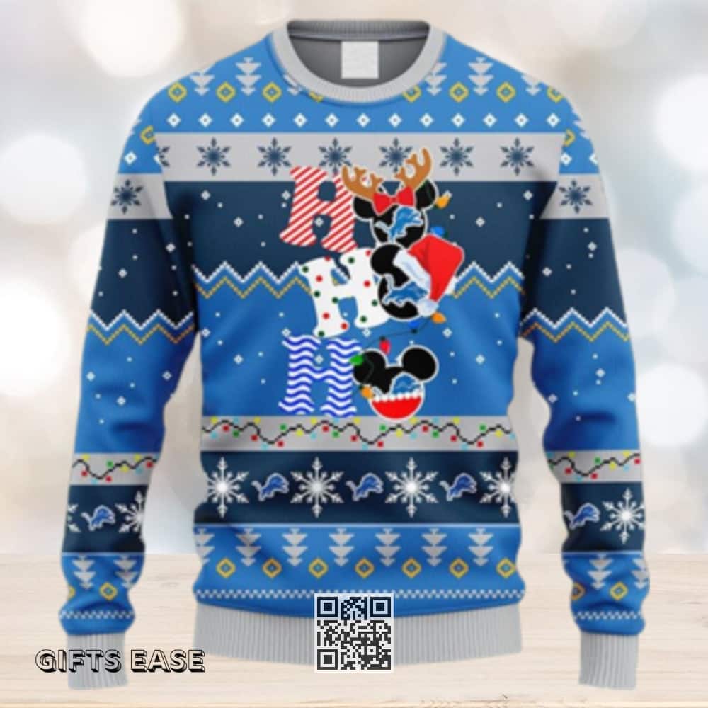 NFL Detroit Lions Ugly Christmas Sweater HoHoHo Mickey