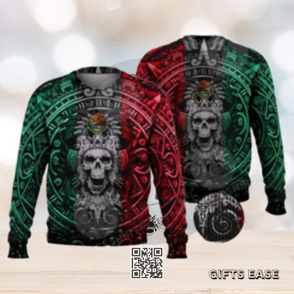 Mexican Ancient Aztec Warrior Skull Ugly Christmas Sweater Mexican Ancient Aztec Warrior Skull Ugly Christmas Sweater