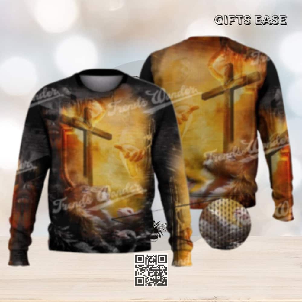 Lion Jesus Cross Sunrise Ugly Christmas Sweater Lion Jesus Cross Sunrise Ugly Christmas Sweater