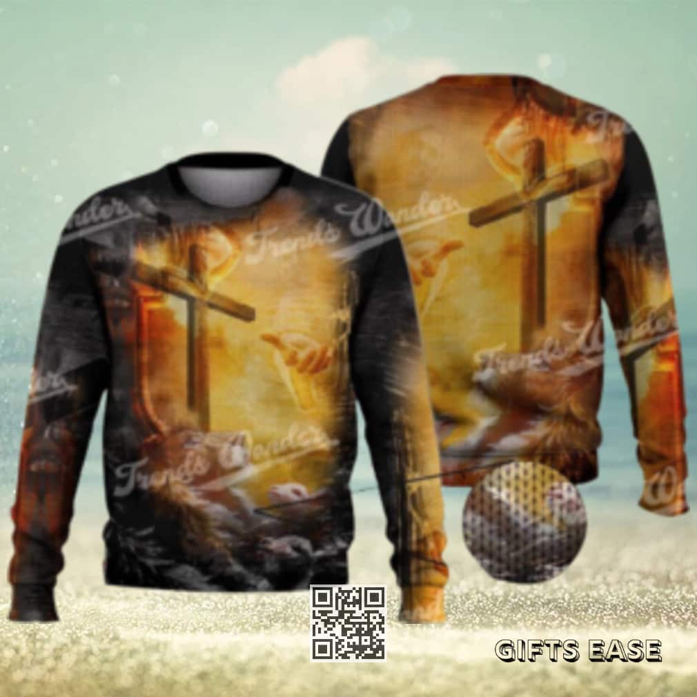 Lion Jesus Cross Sunrise Ugly Christmas Sweater Lion Jesus Cross Sunrise Ugly Christmas Sweater