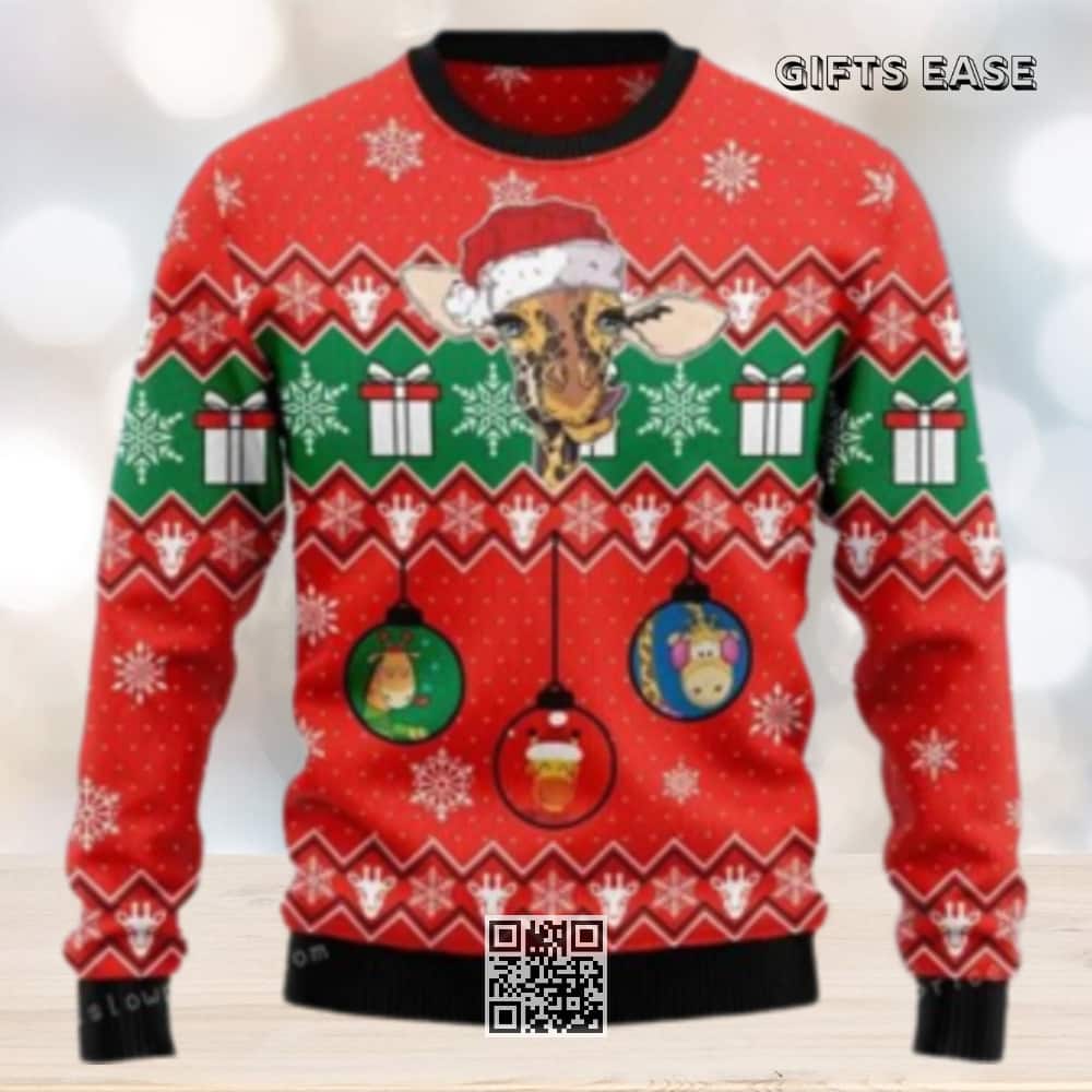 Lovely Giraffe Ugly Christmas Sweater Snowflake Pattern Lovely Giraffe Ugly Christmas Sweater Snowflake Pattern