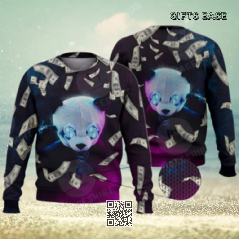 Funny Black Money Panda Ugly Christmas Sweater Funny Black Money Panda Ugly Christmas Sweater