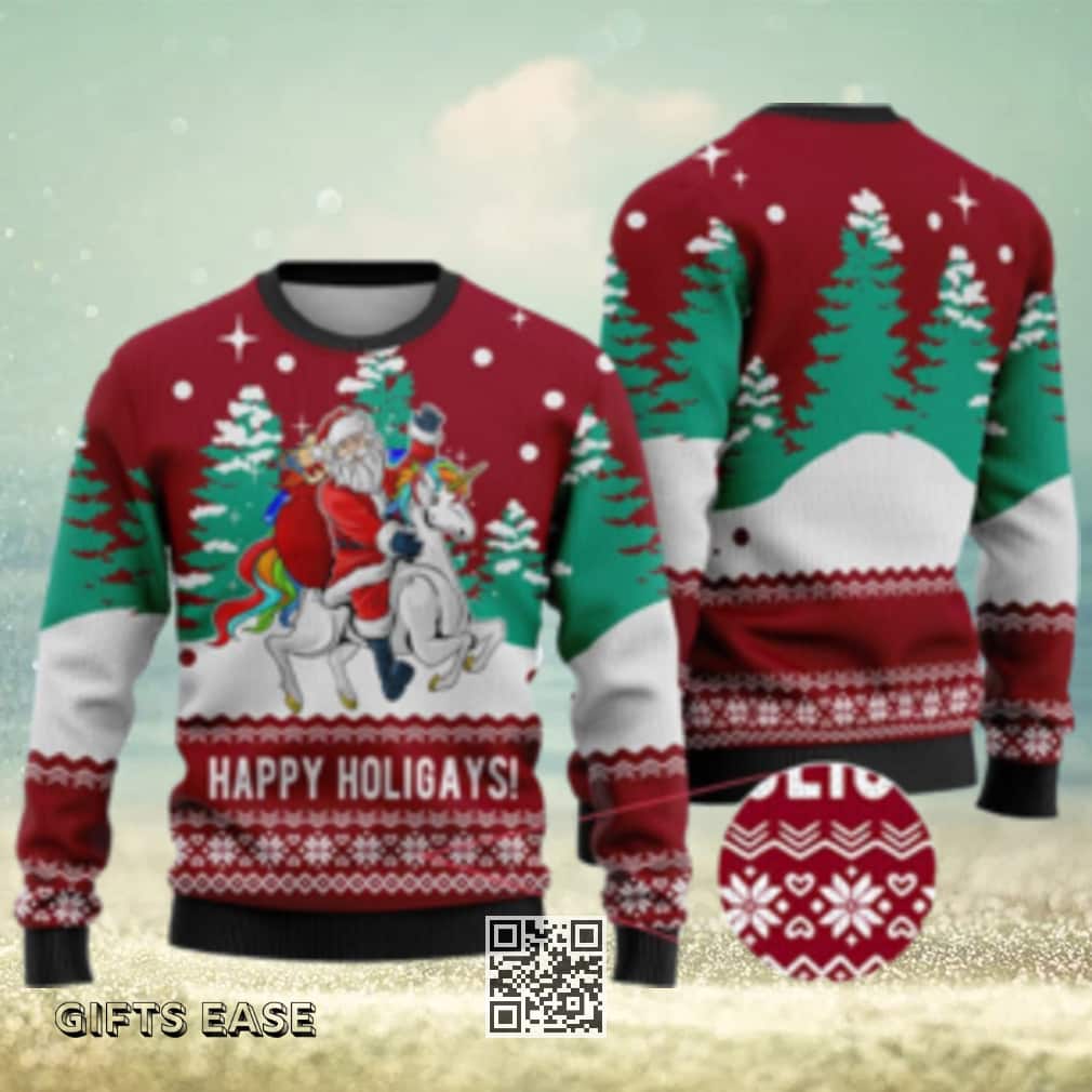 Funny Santa Cardinal Red Ugly Christmas Sweater Happy Holidays Funny Santa Cardinal Red Ugly Christmas Sweater Happy Holidays