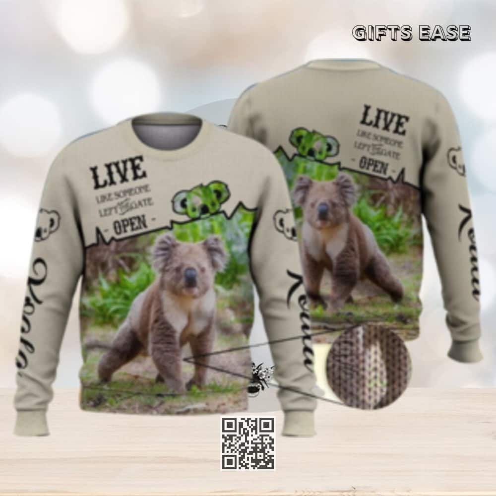 Koala Ugly Christmas Sweater Live Like Someone Leave The Gat Open Koala Ugly Christmas Sweater Live Like Someone Leave The Gat Open
