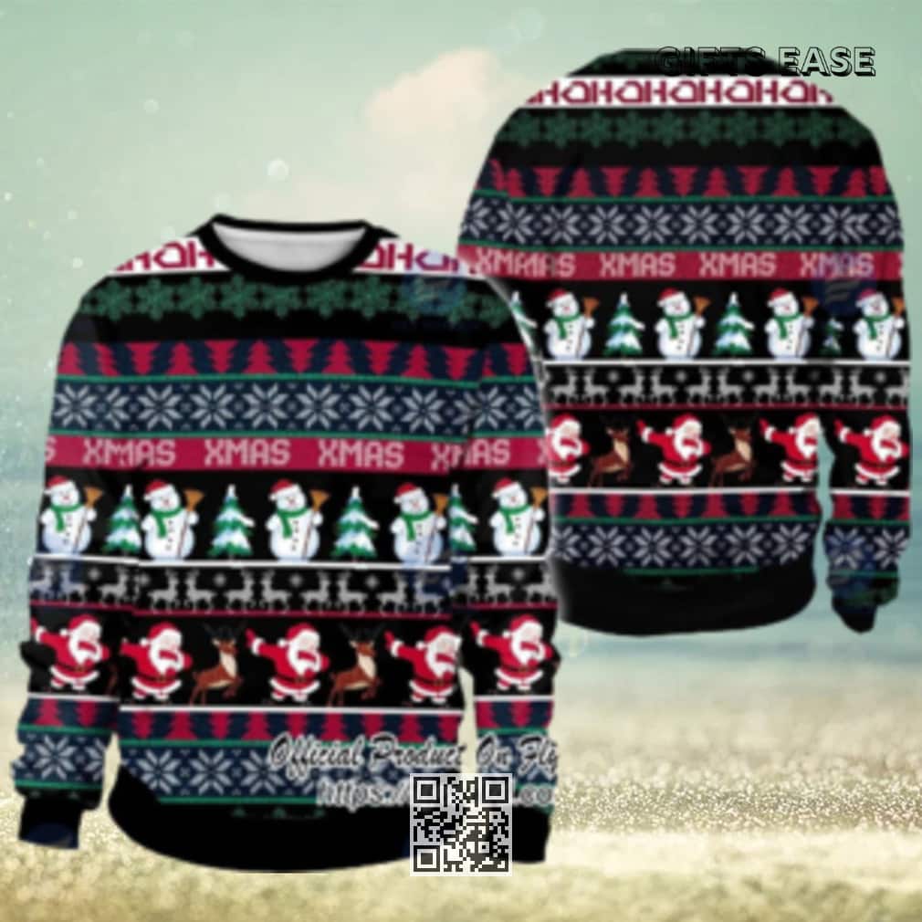 Santa And Snowman Ugly Christmas Sweater Santa And Snowman Ugly Christmas Sweater