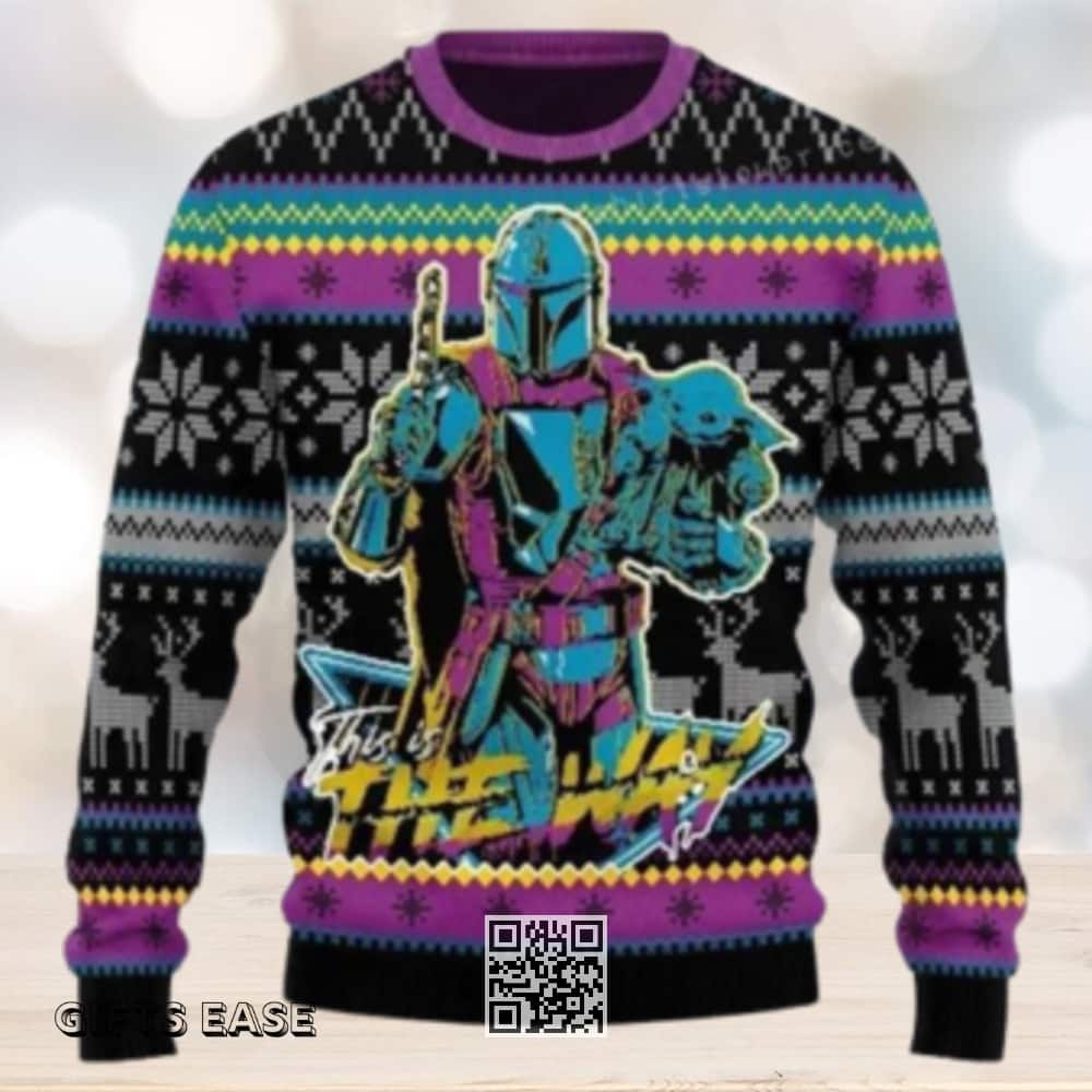 Mandalorian Baby Yoda Boba Fett Ugly Christmas Sweater Mandalorian Baby Yoda Boba Fett Ugly Christmas Sweater