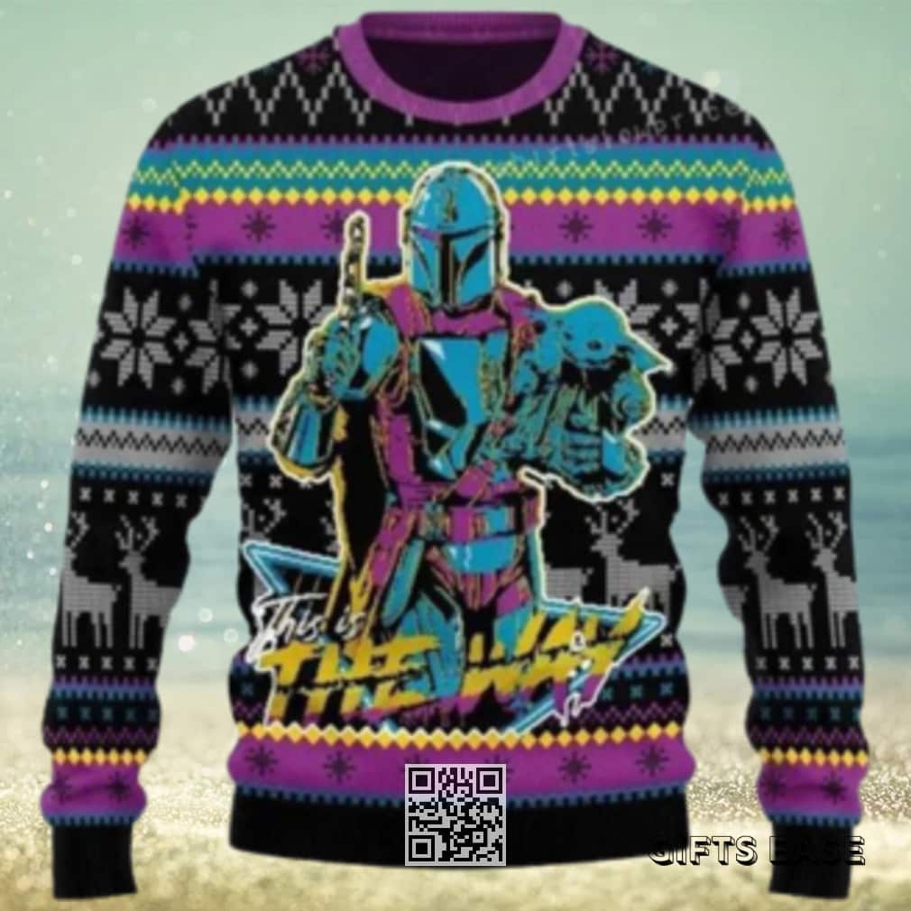 Mandalorian Baby Yoda Boba Fett Ugly Christmas Sweater Mandalorian Baby Yoda Boba Fett Ugly Christmas Sweater
