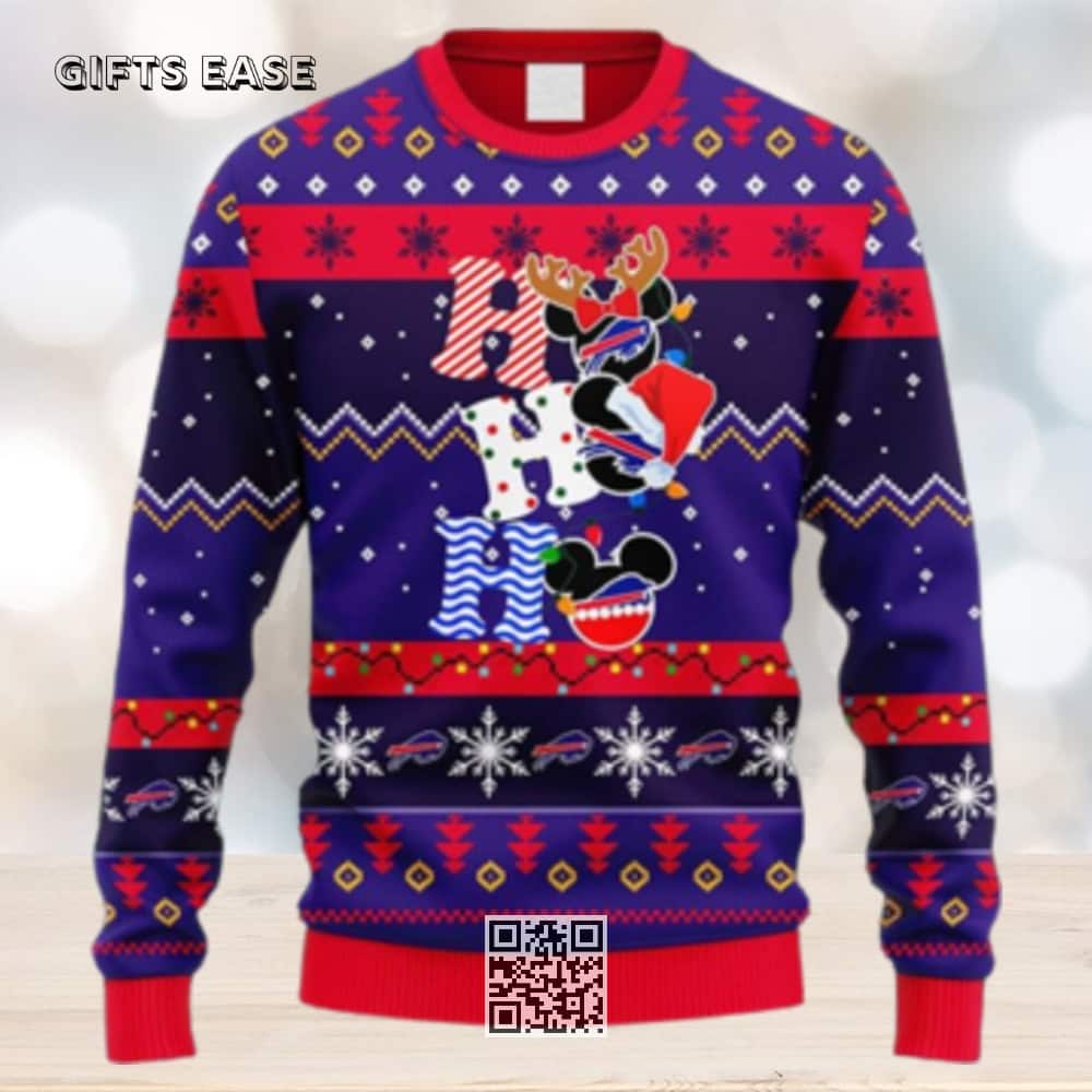 NFL Buffalo Bills Ugly Christmas Sweater HoHoHo Mickey