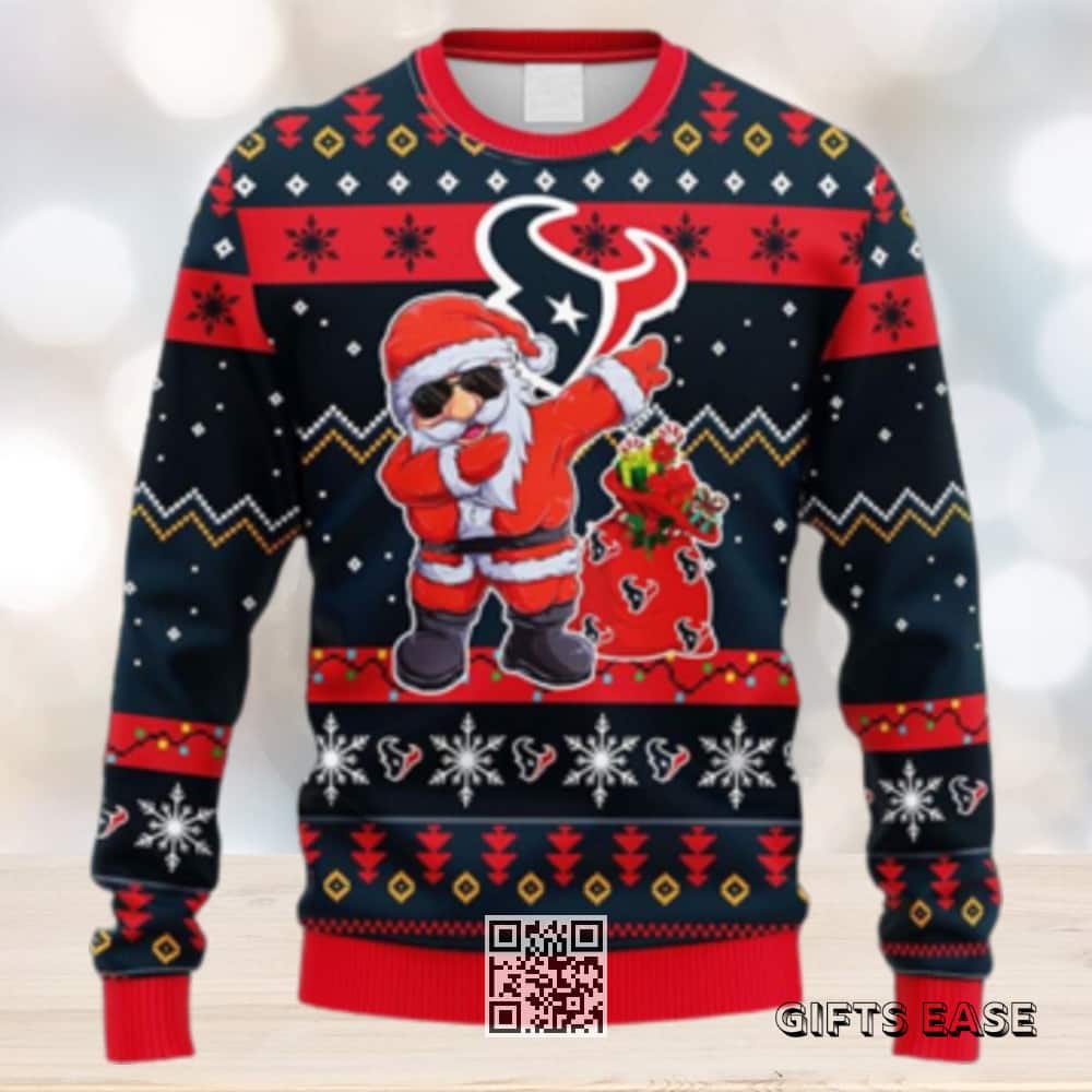 NFL Houston Texans Ugly Christmas Sweater Dabbing Santa Claus NFL Houston Texans Ugly Christmas Sweater Dabbing Santa Claus