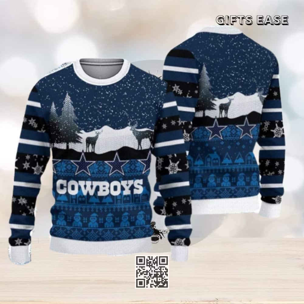 NFL Dallas Cowboys Ugly Christmas Sweater Snowy Winter Gift