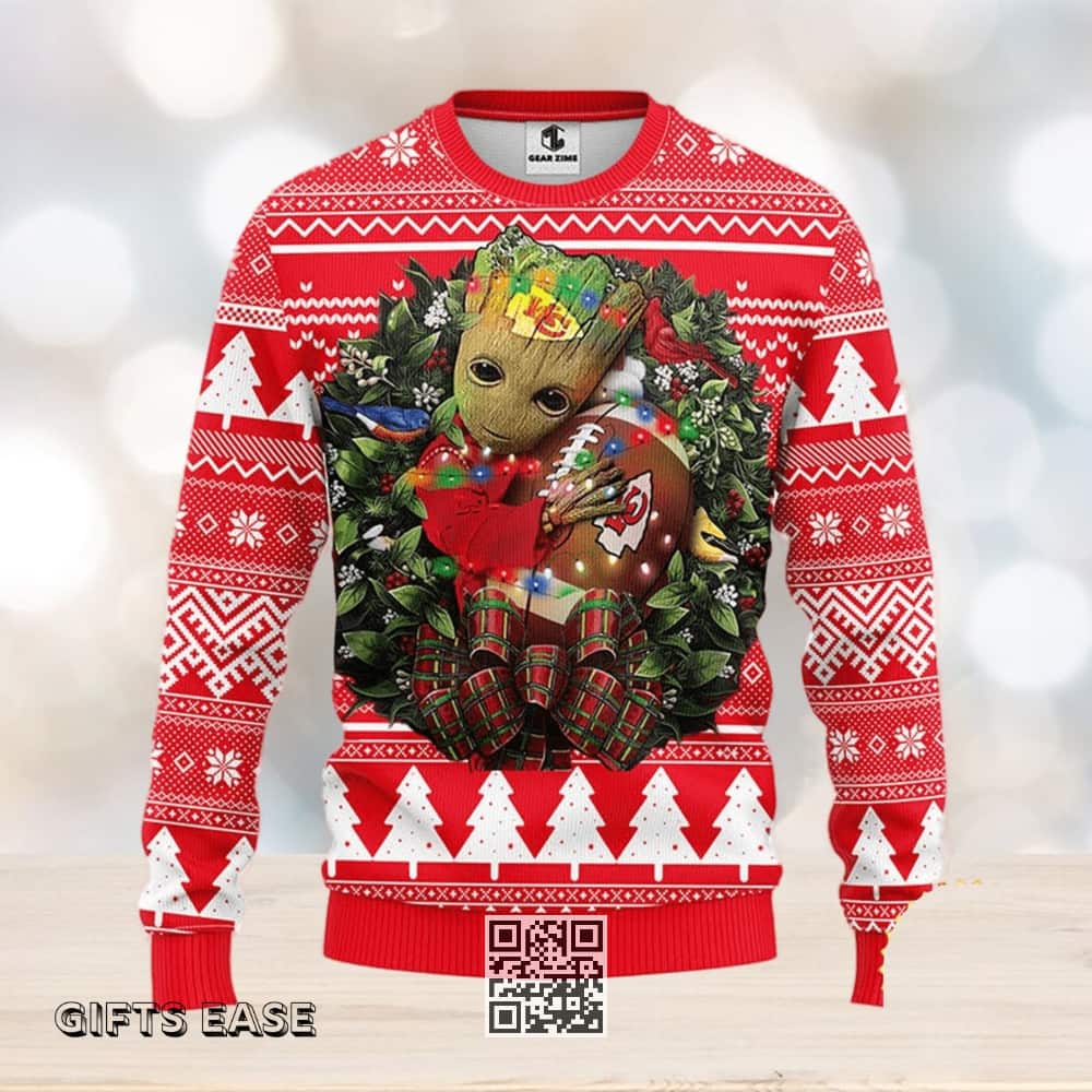Red Groot Hug NFL Kansas City Chiefs Ugly Christmas Sweater Red Groot Hug NFL Kansas City Chiefs Ugly Christmas Sweater