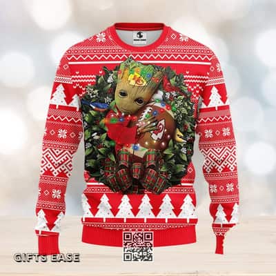Red Groot Hug NFL Kansas City Chiefs Ugly Christmas Sweater