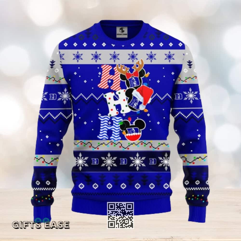 NCAA Duke Blue Devils Ugly Christmas Sweater HoHoHo Mickey NCAA Duke Blue Devils Ugly Christmas Sweater HoHoHo Mickey