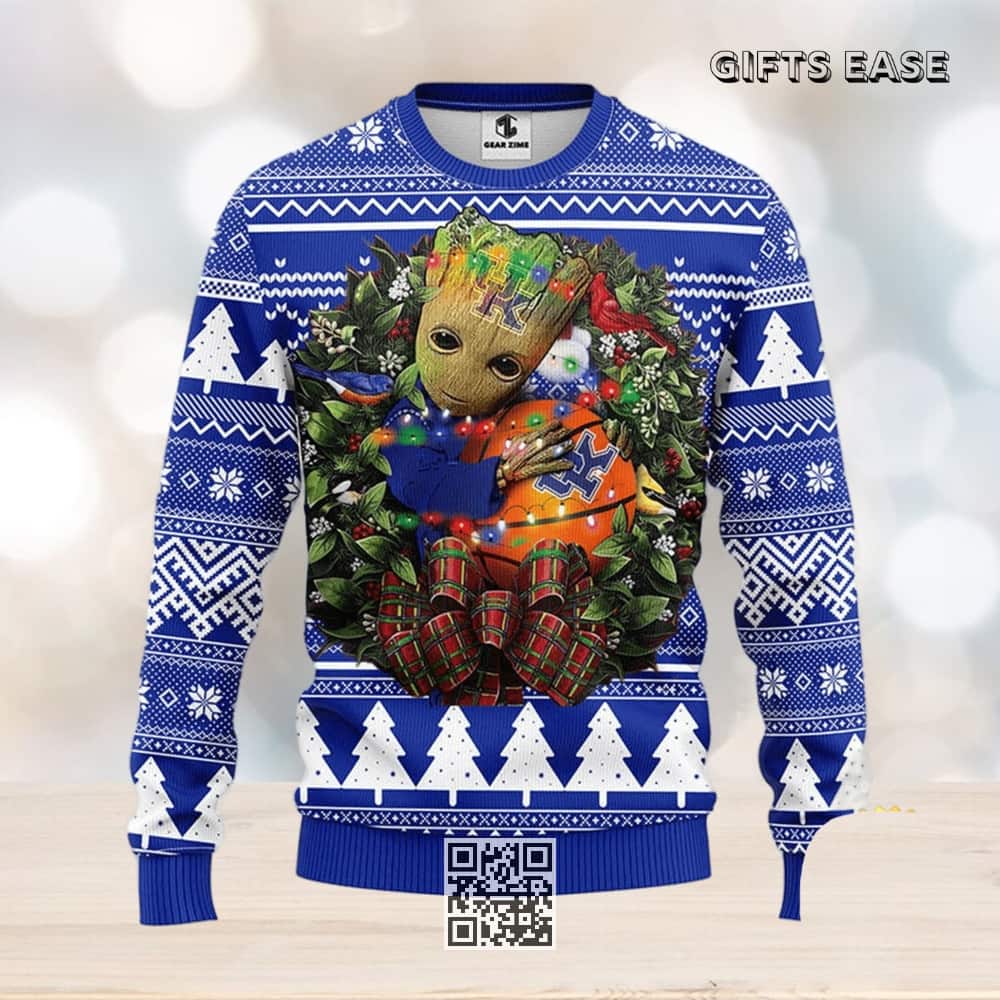 Groot Hugs NFL Kentucky Wildcats Ugly Christmas Sweater Groot Hugs NFL Kentucky Wildcats Ugly Christmas Sweater