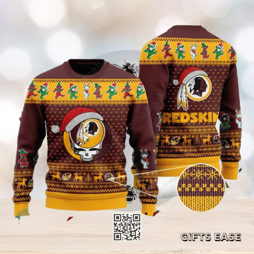 NFL Washington Redskins Ugly Christmas Sweater Grateful Dead Santa Hat NFL Washington Redskins Ugly Christmas Sweater Grateful Dead Santa Hat