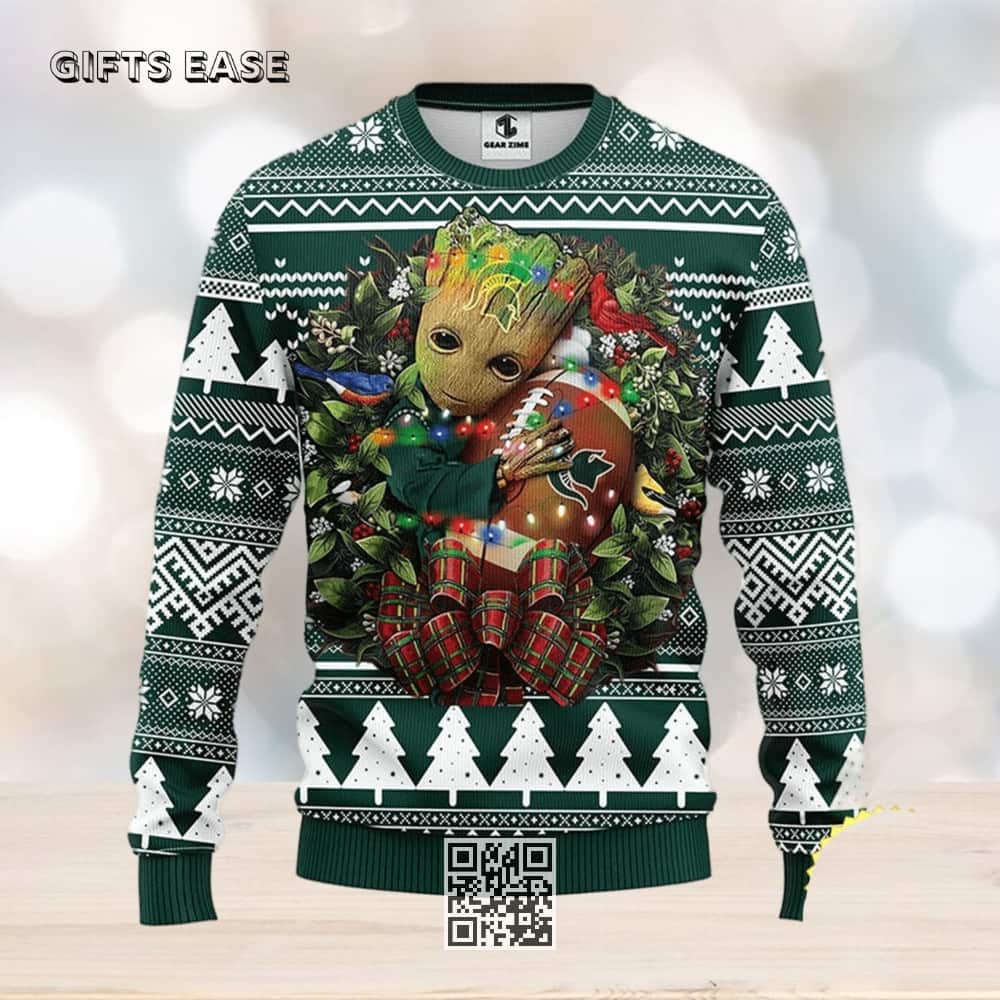 Groot Hugs NFL Michigan State Spartans Ugly Christmas Sweater Groot Hugs NFL Michigan State Spartans Ugly Christmas Sweater