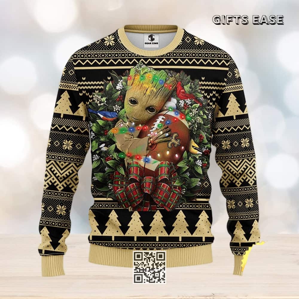 Groot Loves NFL New Orleans Saints Ugly Christmas Sweater