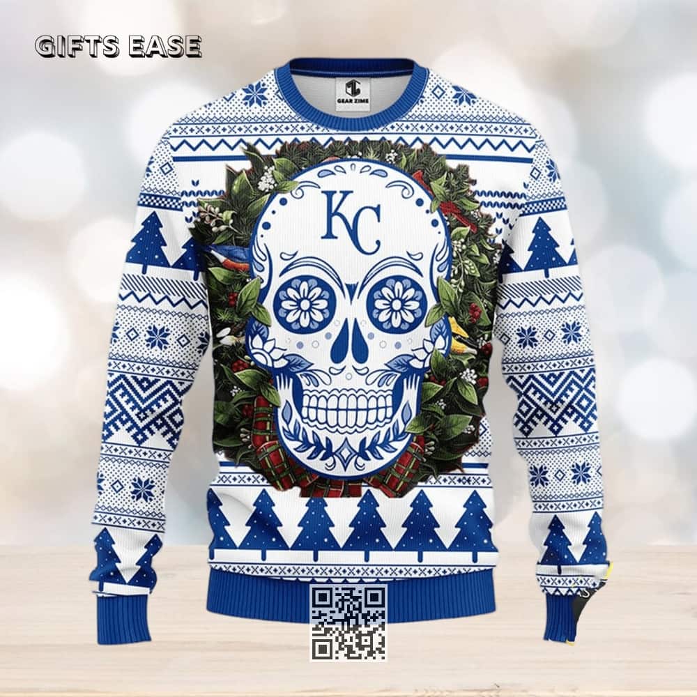 NFL Kansas City Royals Ugly Christmas Sweater Skull Flower