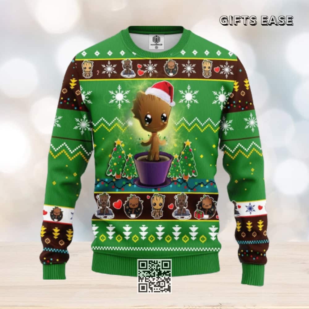 Green Santa Baby Groot Ugly Christmas Sweater Green Santa Baby Groot Ugly Christmas Sweater