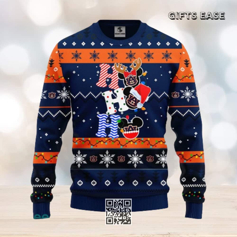 NCAA Auburn Tigers Ugly Christmas Sweater Funny Mickey HoHoHo