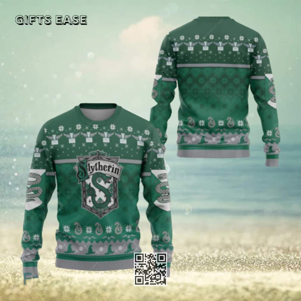 Green Harry Potter Slytherin Ugly Christmas Sweater Winter Gift