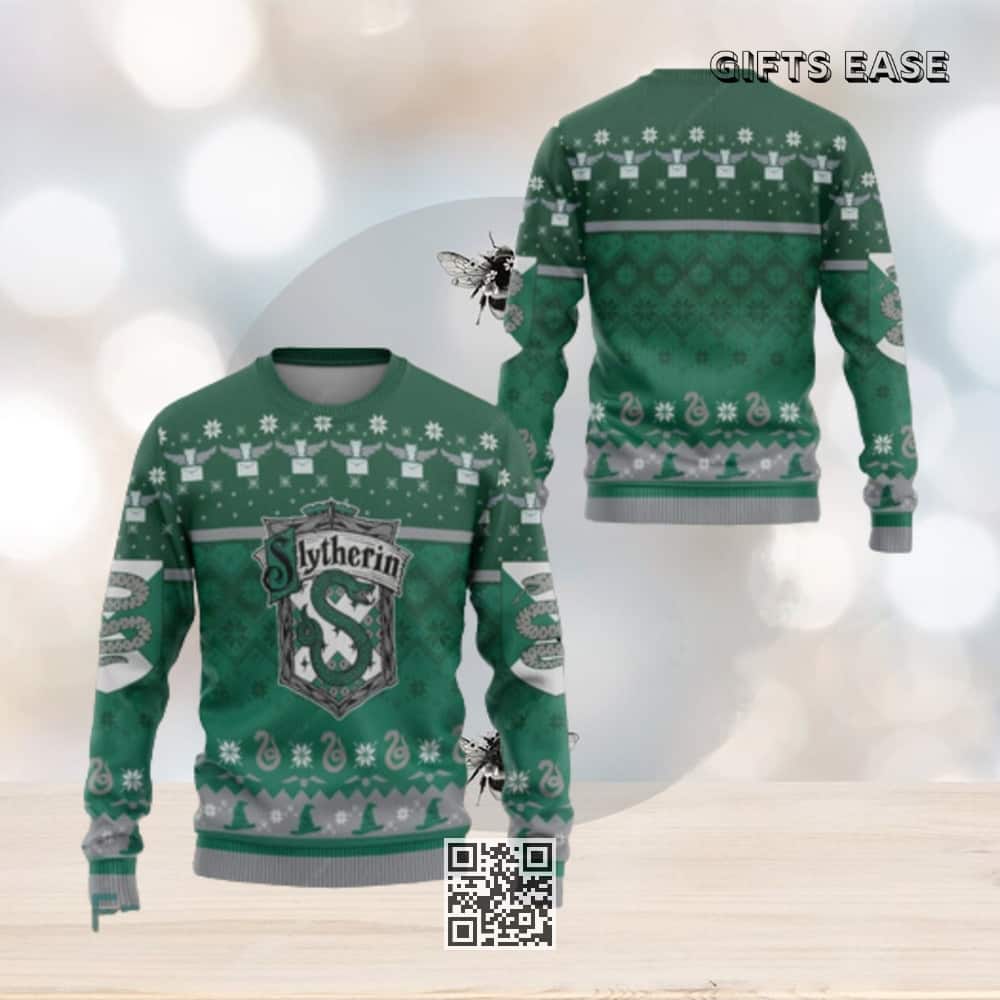 Green Harry Potter Slytherin Ugly Christmas Sweater Winter Gift Green Harry Potter Slytherin Ugly Christmas Sweater Winter Gift