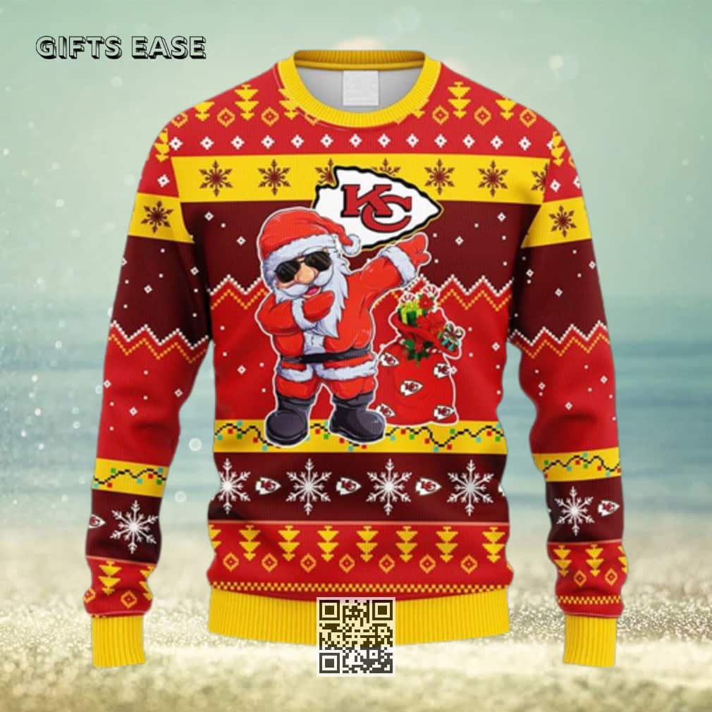 NFL Kansas City Chiefs Ugly Christmas Sweater Santa Claus Dabbing