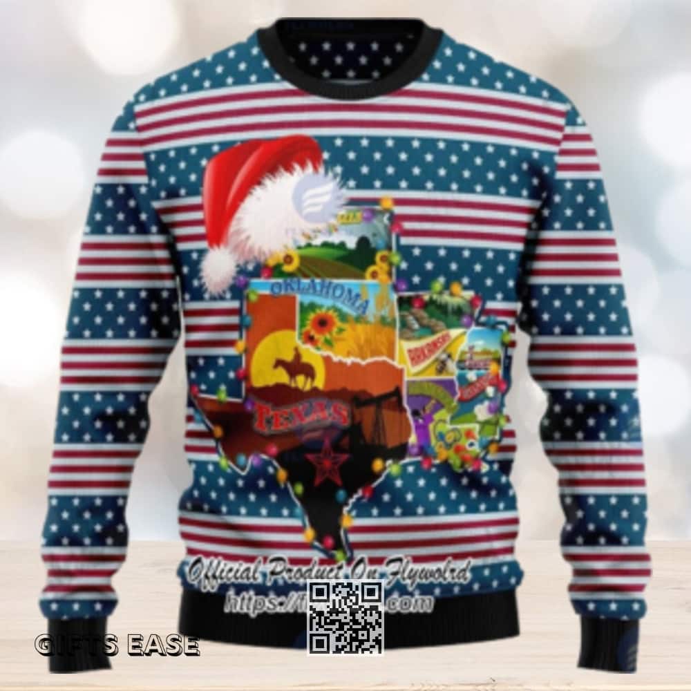 Texas Oklahoma Ugly Christmas Sweater Winter Gift
